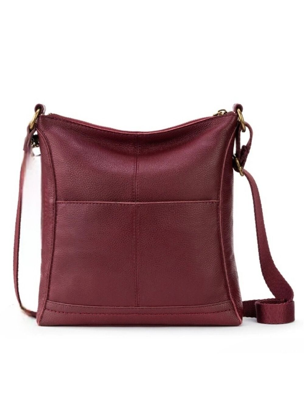 The Sak Lucia Burgundy Pebbled Leather Crossbody Shoulder Bag